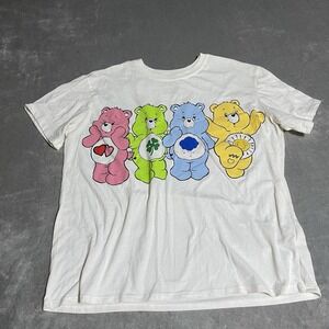 Care Bears T Shirt Womens XL Ivory Graphic Print Front Back Colorful